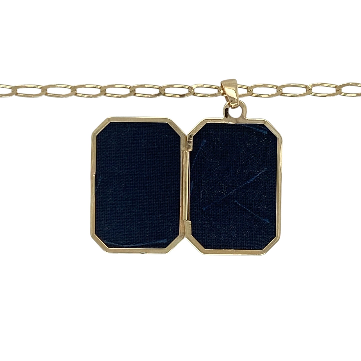 9ct Gold Flower Patterned Rectangle Locket 20" Necklace