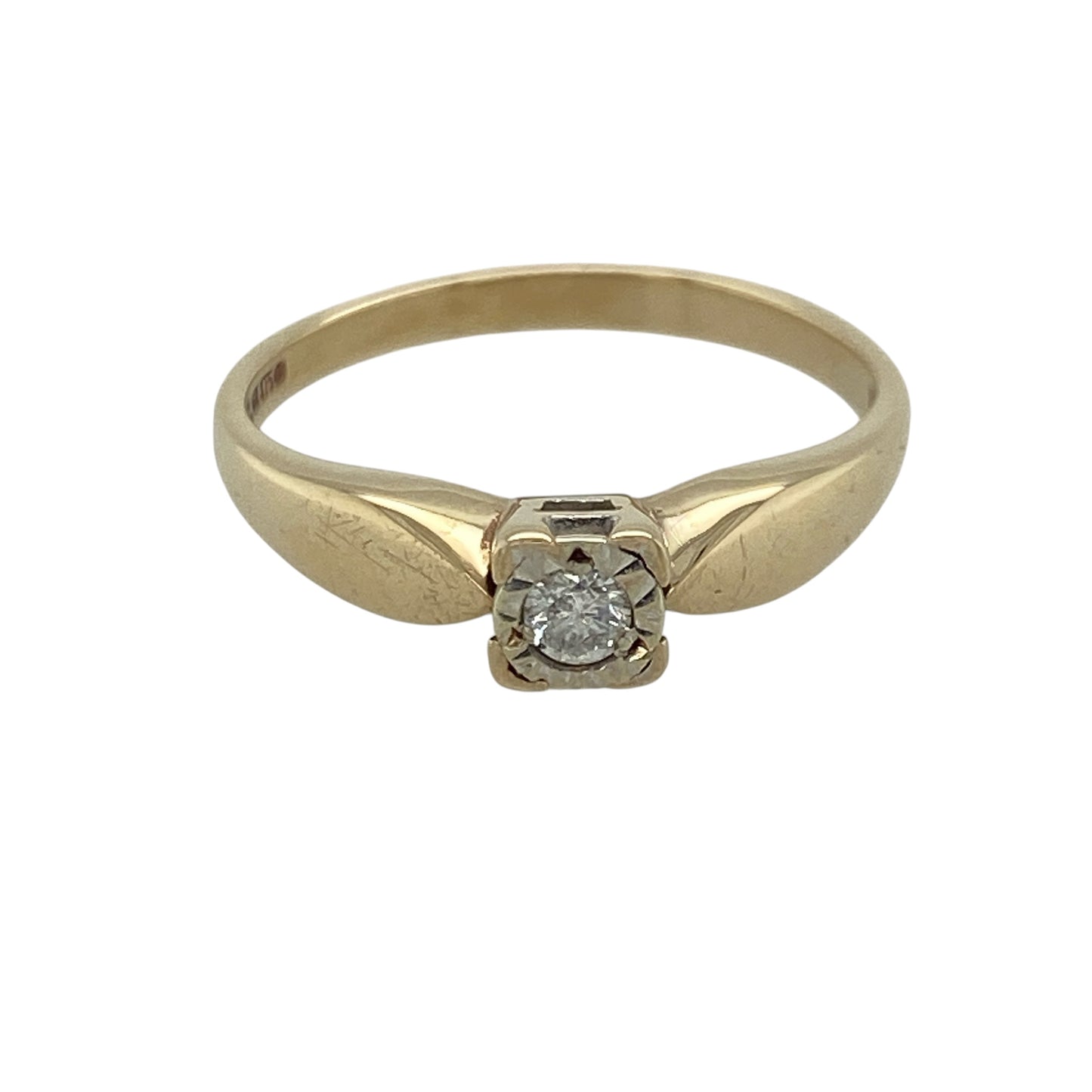 9ct Gold & Diamond Set Solitaire Ring