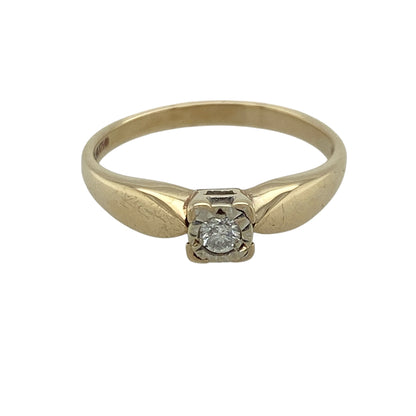 9ct Gold & Diamond Set Solitaire Ring