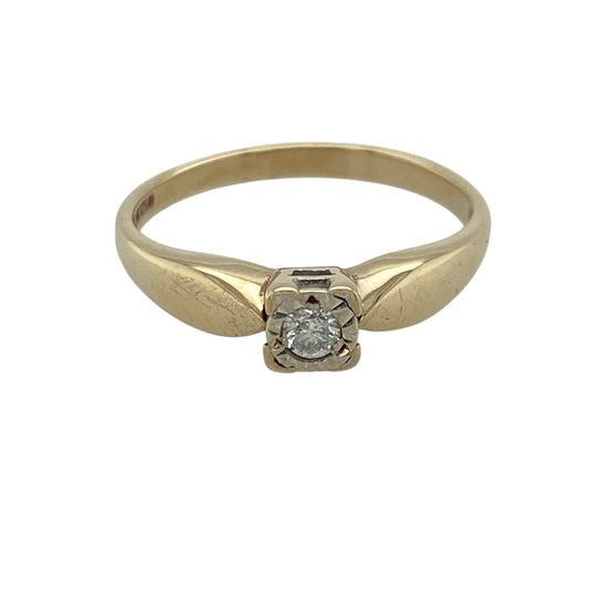 9ct Gold & Diamond Set Solitaire Ring