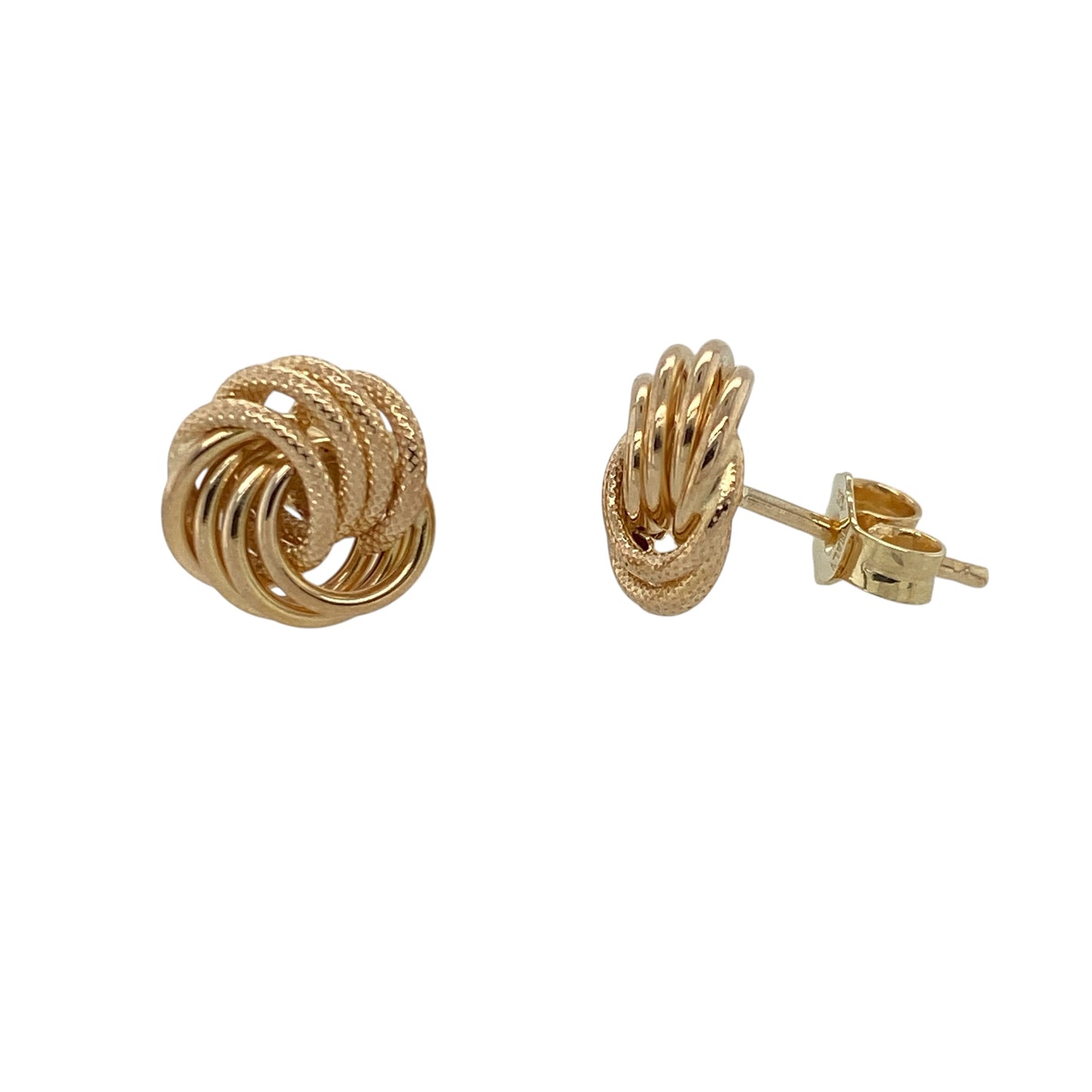9ct Gold 11mm Textured Knot Stud Earrings