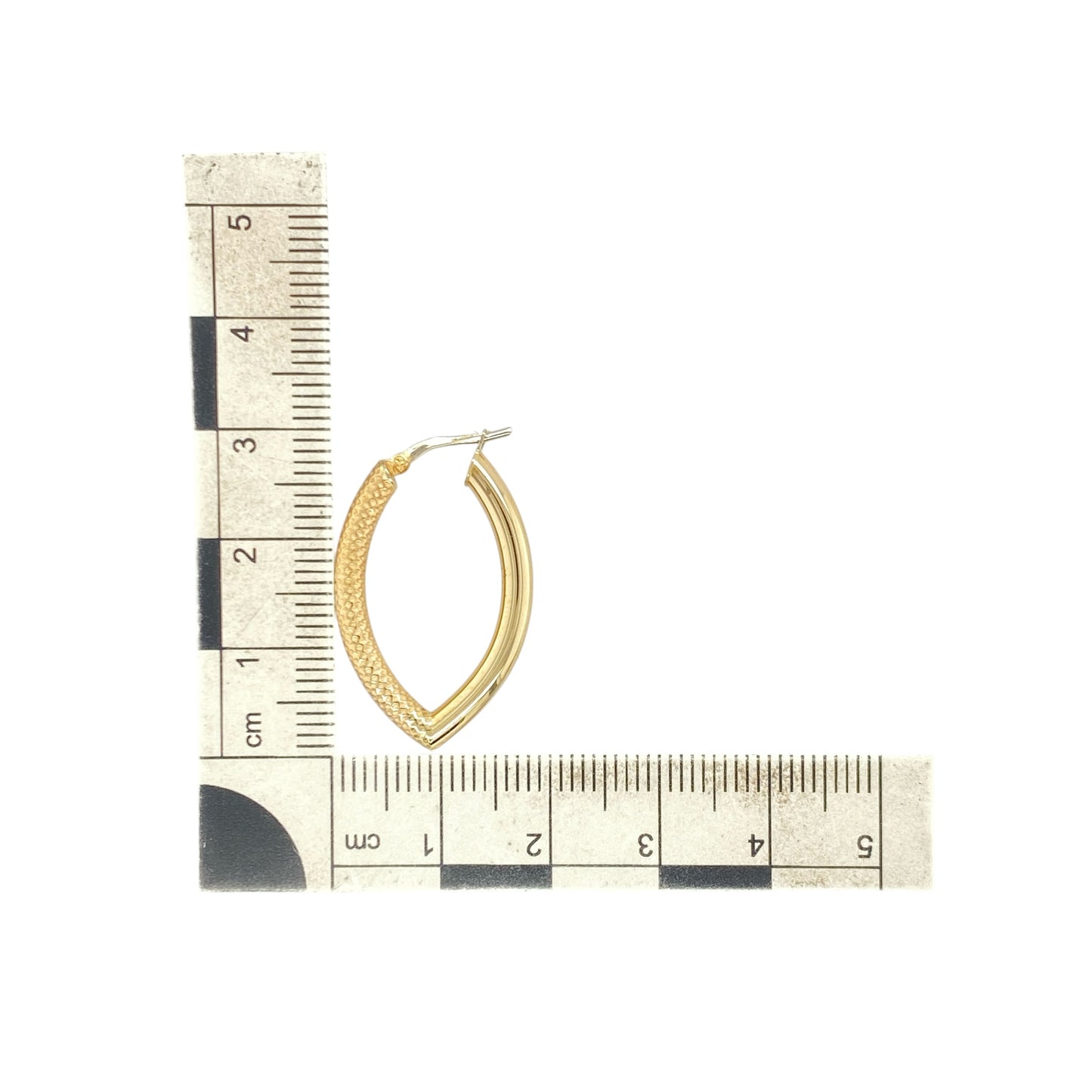 9ct Gold Textured Marquise Creole Earrings