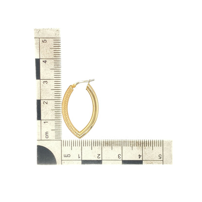 9ct Gold Textured Marquise Creole Earrings