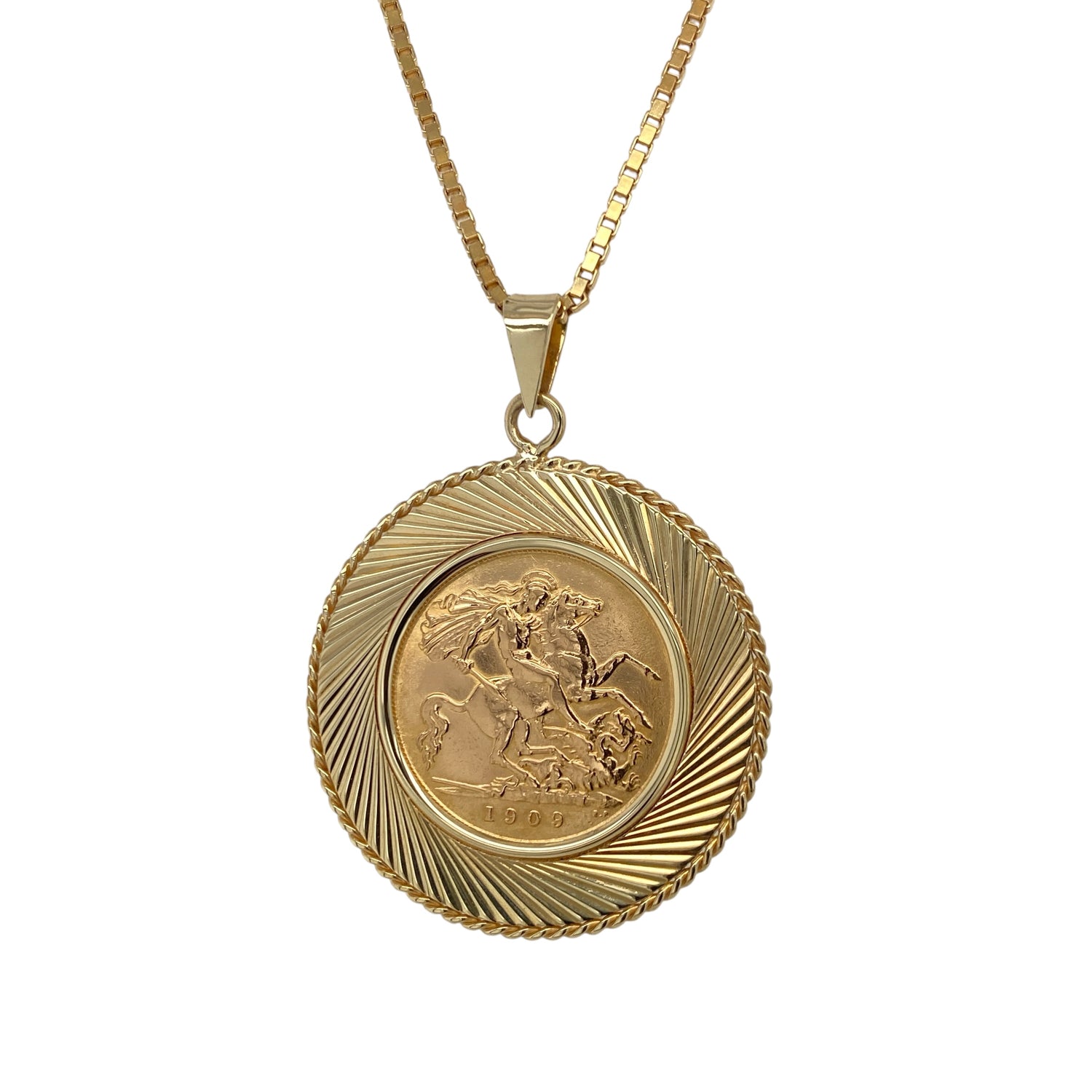 9ct Gold & 22ct Half Sovereign 19" Necklace
