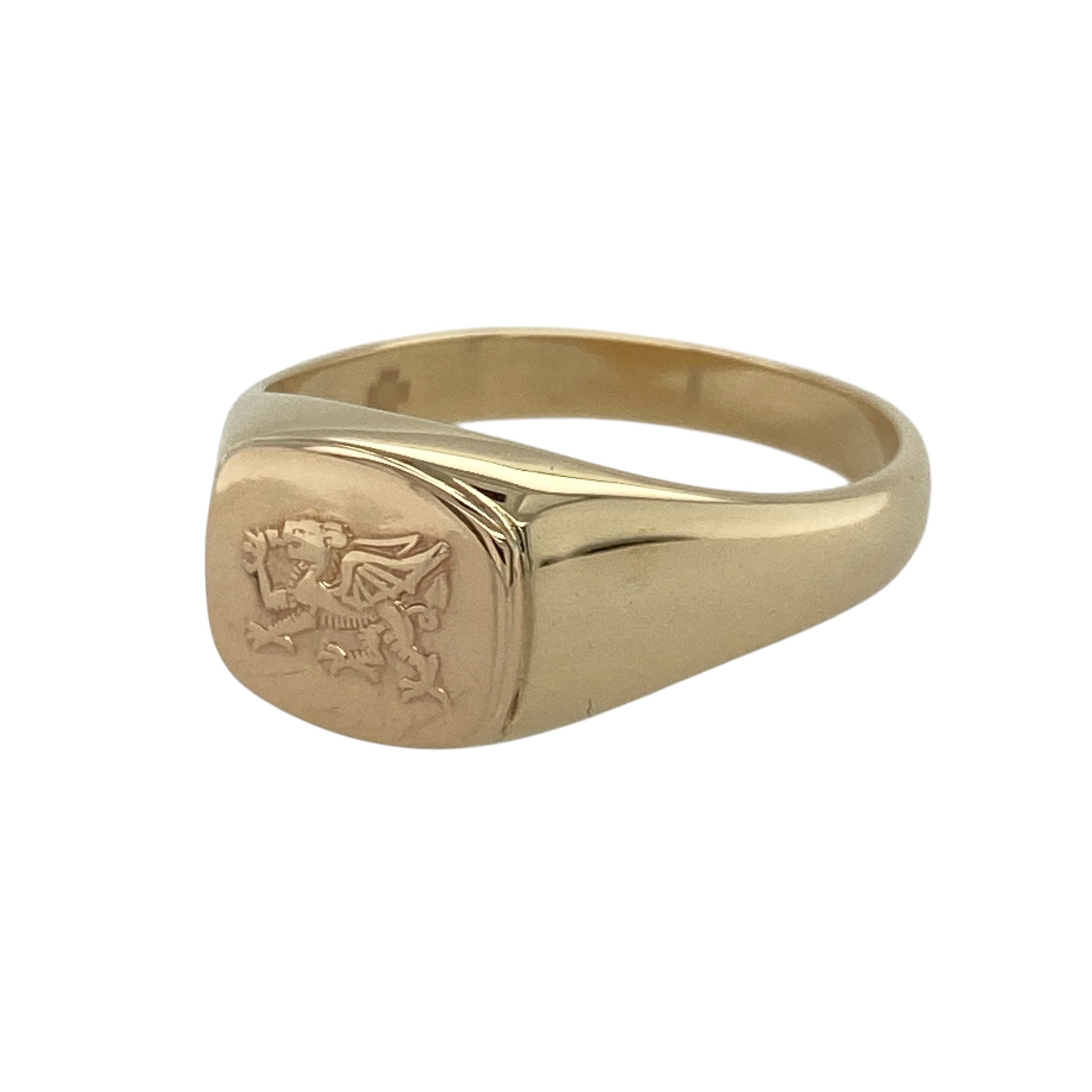 Bring bold heritage and refined two-tone style to your collection with this pre-owned 9ct yellow and rose gold Clogau Welsh Dragon signet ring—an iconic piece celebrating Welsh identity and craftsmanship.

Design: This traditional signet ring features an 9mm-high front engraved with the legendary Welsh Dragon, offering strong symbolism and striking detail. The combination of yellow and rose gold adds depth and contrast, giving the ring a distinctive and polished appearance.
