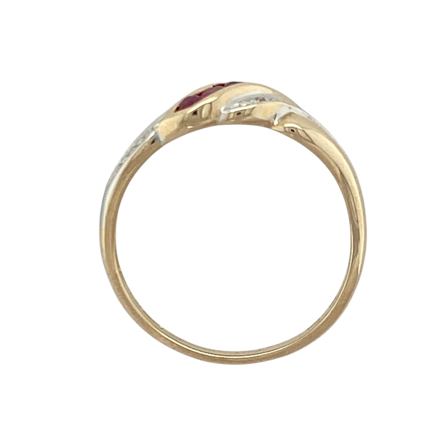 9ct Gold Diamond & Ruby Twist Band Ring