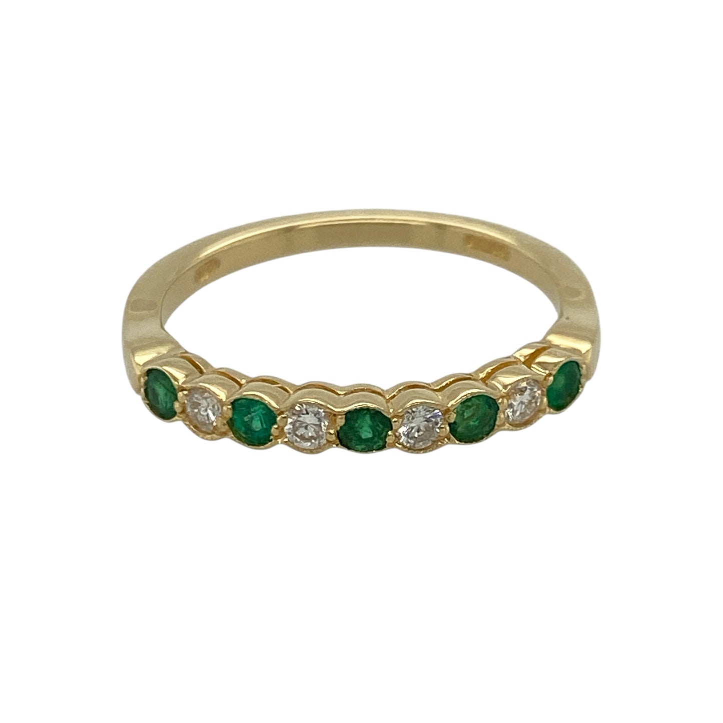 18ct Gold Diamond & Emerald Band Ring