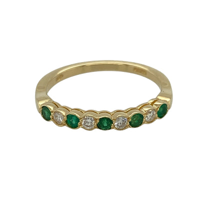 18ct Gold Diamond & Emerald Band Ring