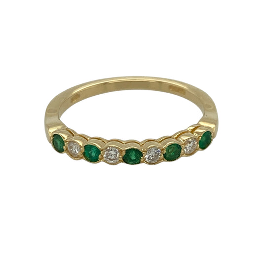 18ct Gold Diamond & Emerald Band Ring