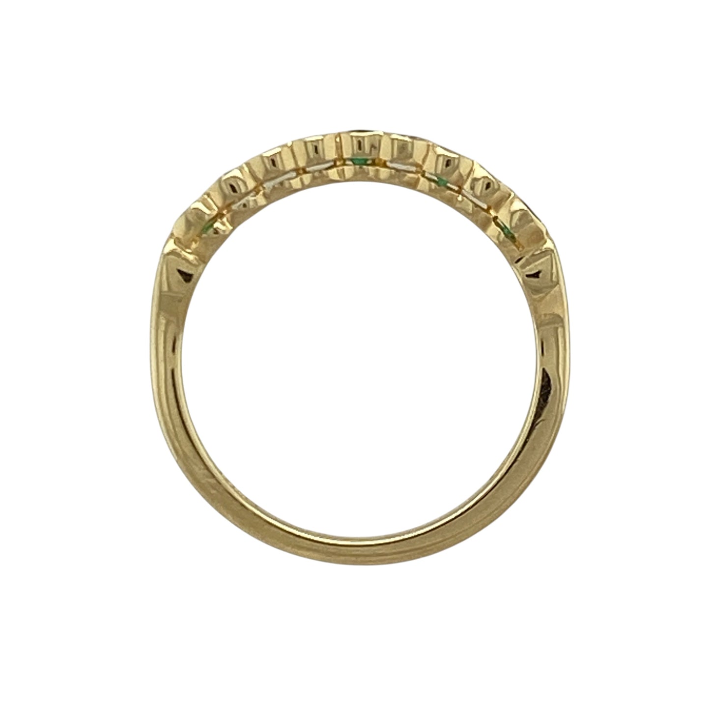 18ct Gold Diamond & Emerald Band Ring