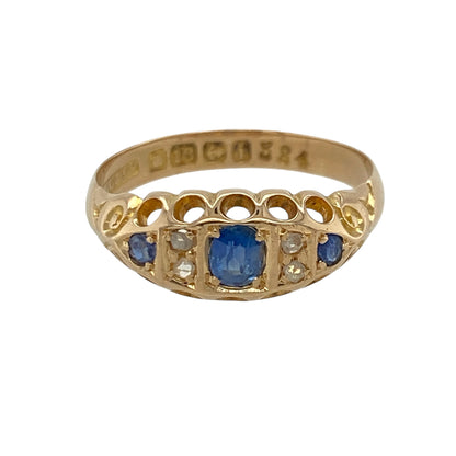 18ct Gold Diamond & Sapphire Vintage Ring