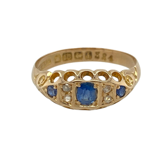 18ct Gold Diamond & Sapphire Vintage Ring