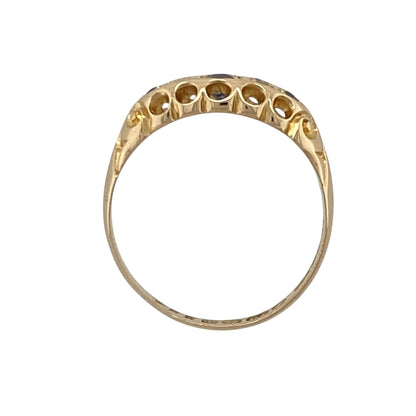 18ct Gold Diamond & Sapphire Vintage Ring