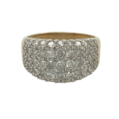 9ct Gold & Diamond Five Row Wide Band Ring