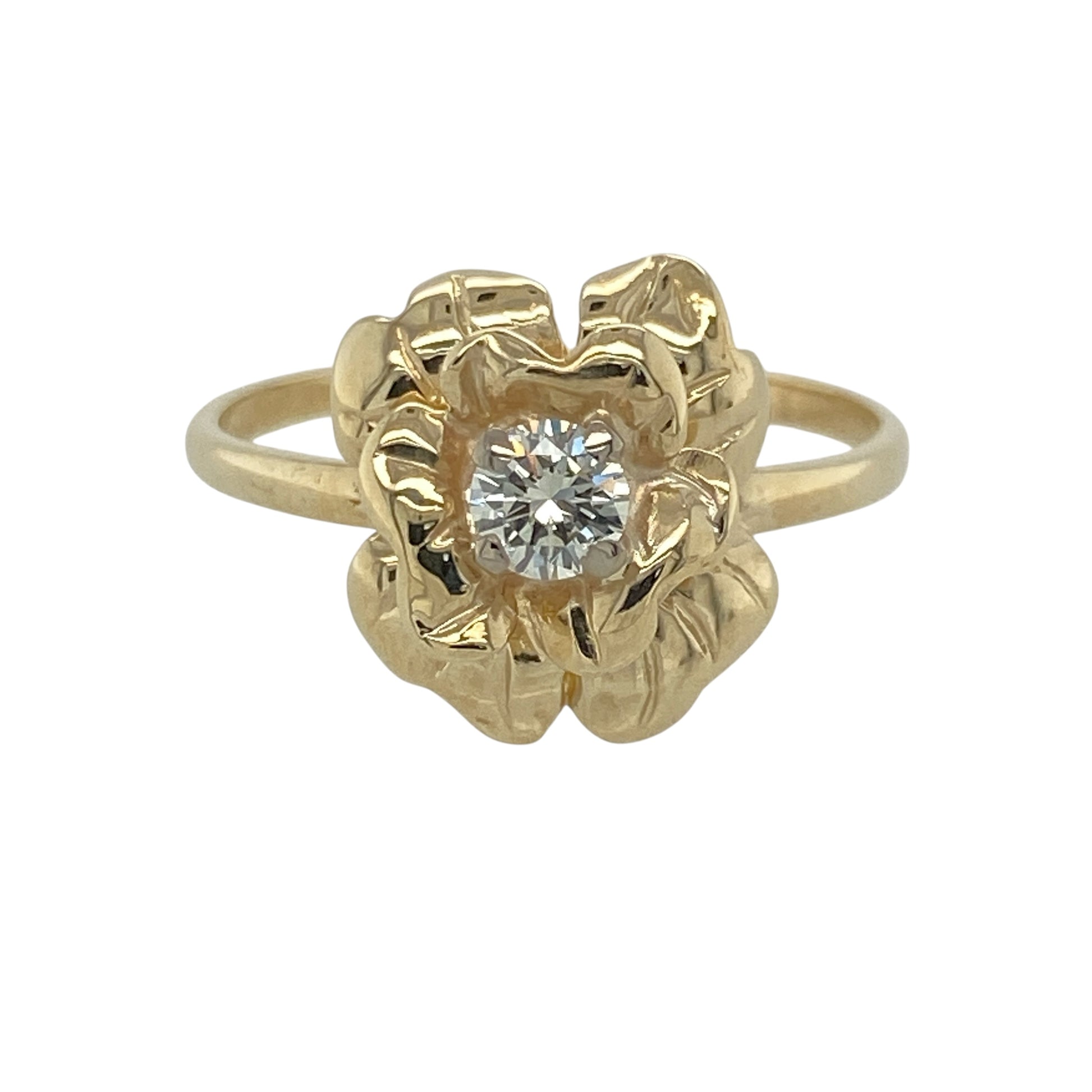 9ct Gold & Diamond Flower Ring