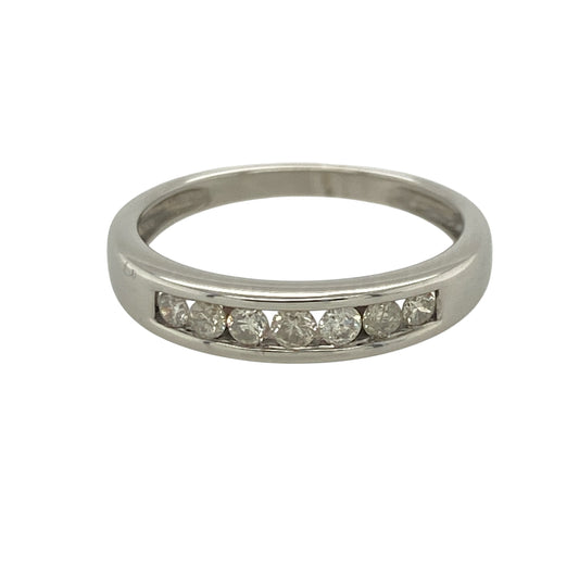 9ct White Gold & Diamond Band Ring