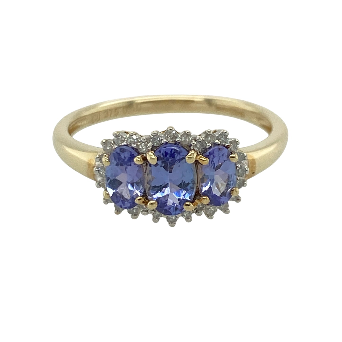 9ct Gold Diamond & Tanzanite Trilogy Cluster Ring