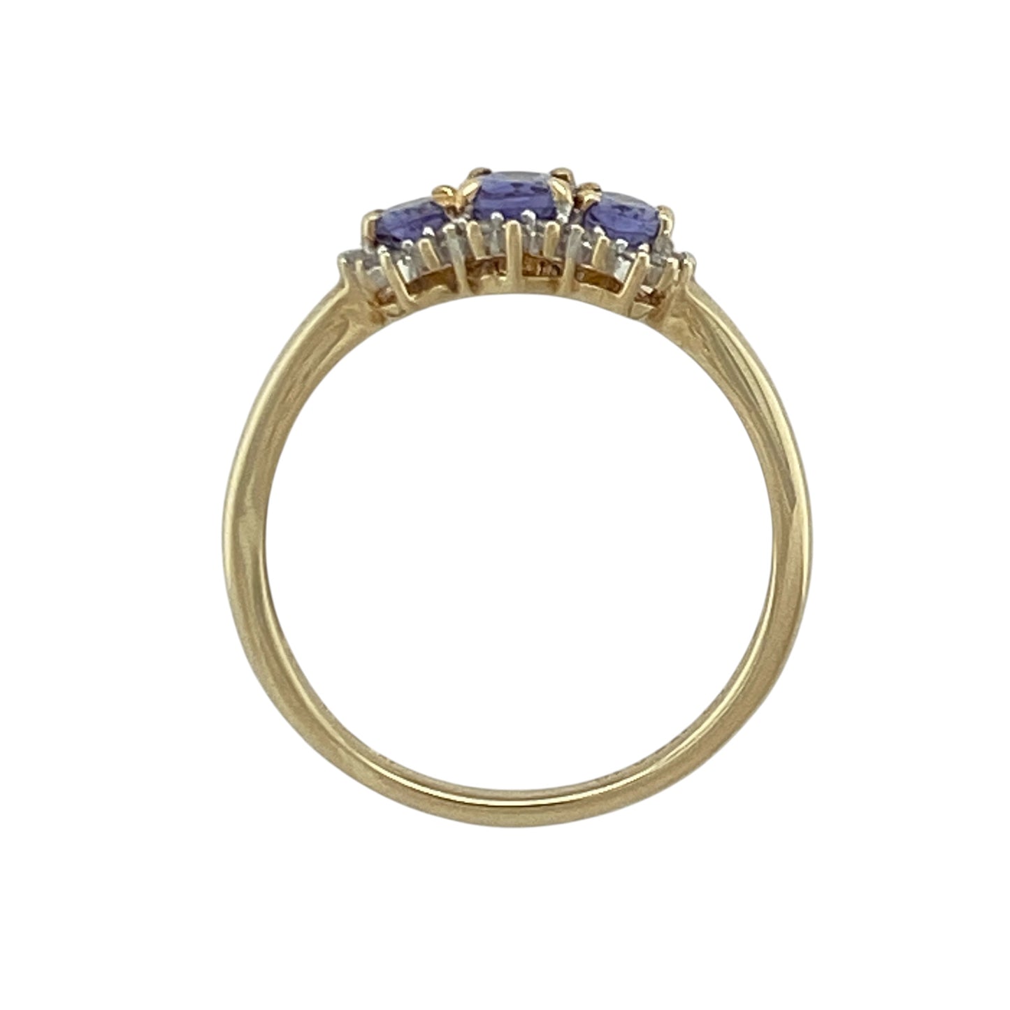9ct Gold Diamond & Tanzanite Trilogy Cluster Ring