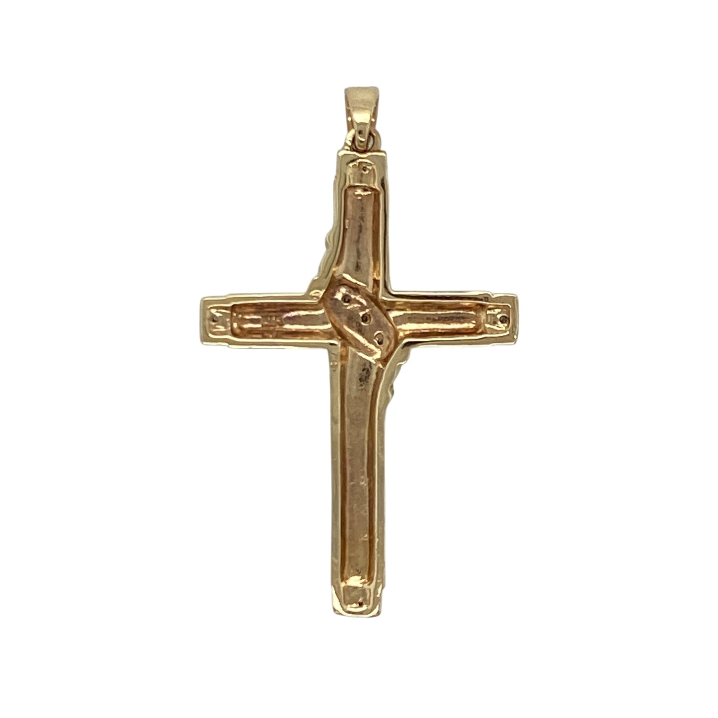 This pre-owned 9ct yellow gold diamond cross pendant is a classic and meaningful design, featuring diamond detailing across a traditional cross shape.

Design: Featuring a traditional cross design set with diamonds, this pendant combines meaningful styling with the warm finish of 9ct yellow gold. The bail allows the pendant to be paired with a chain of your choice.
Material: Made from 9-carat yellow gold.
Gemstone Detail: Set with diamonds.