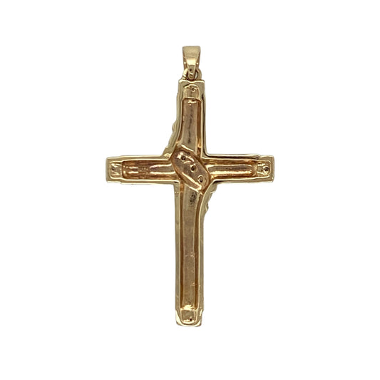 This pre-owned 9ct yellow gold diamond cross pendant is a classic and meaningful design, featuring diamond detailing across a traditional cross shape.

Design: Featuring a traditional cross design set with diamonds, this pendant combines meaningful styling with the warm finish of 9ct yellow gold. The bail allows the pendant to be paired with a chain of your choice.
Material: Made from 9-carat yellow gold.
Gemstone Detail: Set with diamonds.