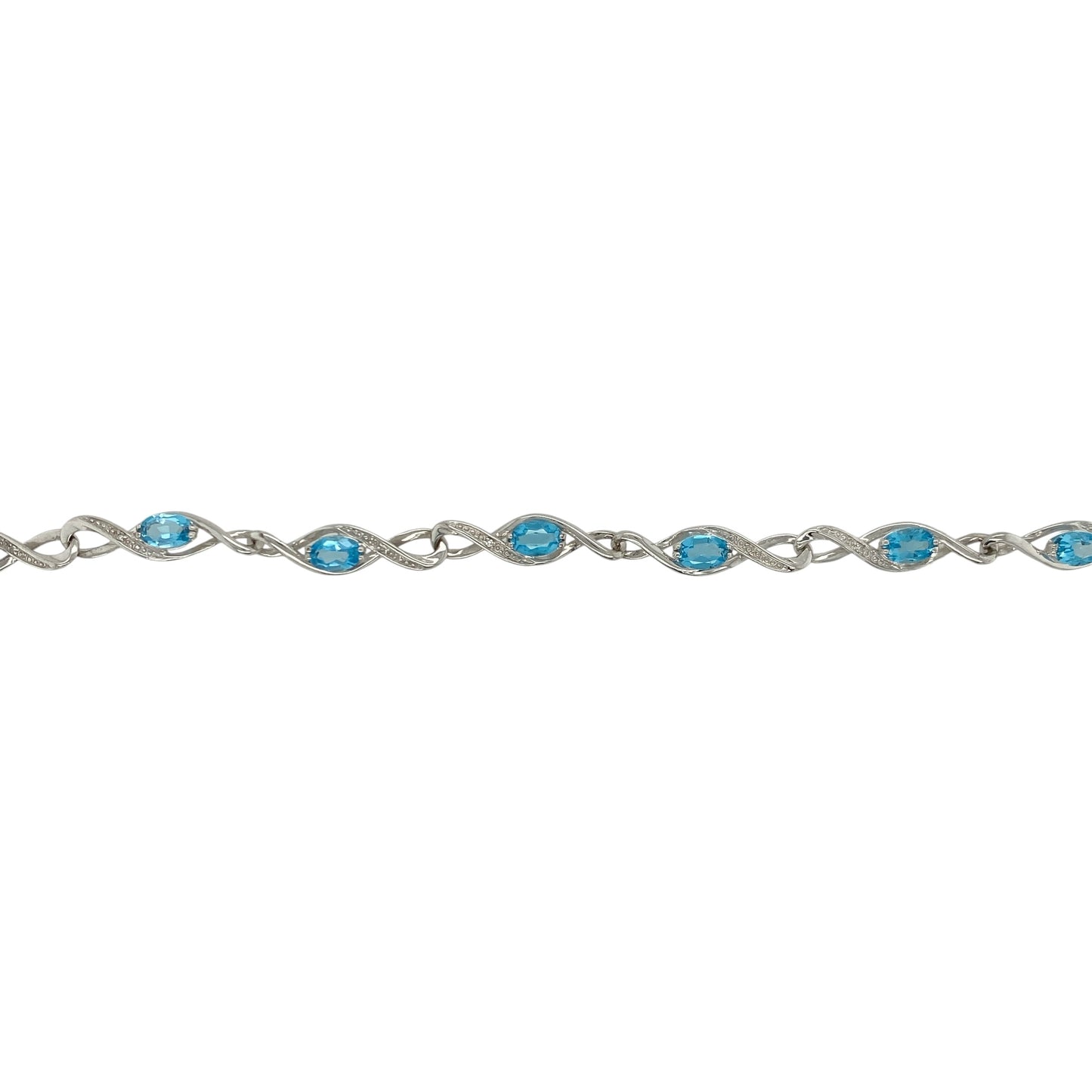 9ct White Gold Diamond & Blue Topaz 7.5" Bracelet