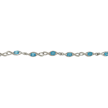 9ct White Gold Diamond & Blue Topaz 7.5" Bracelet