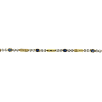 18ct Gold Diamond & Sapphire 7.5" Bracelet