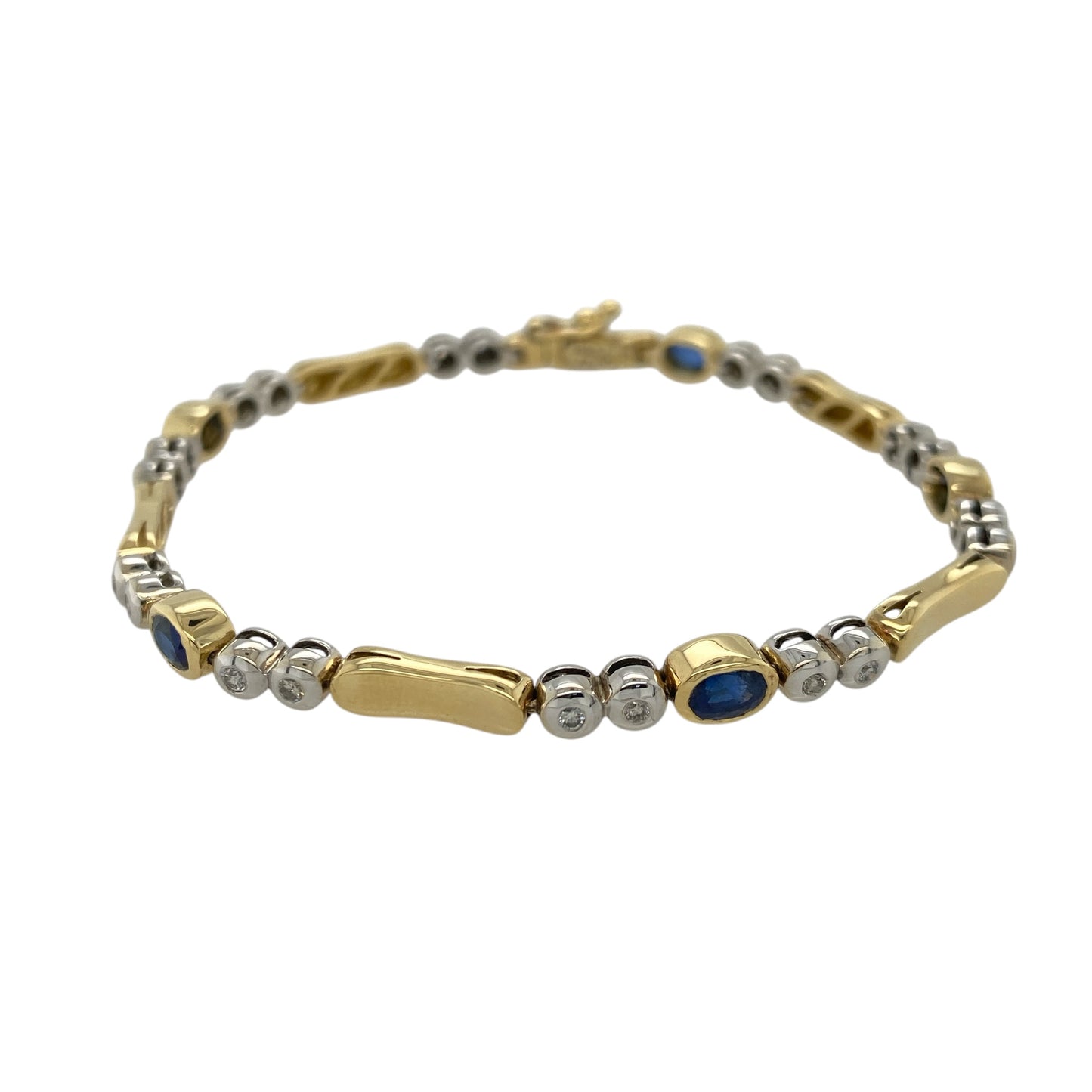 18ct Gold Diamond & Sapphire 7.5" Bracelet