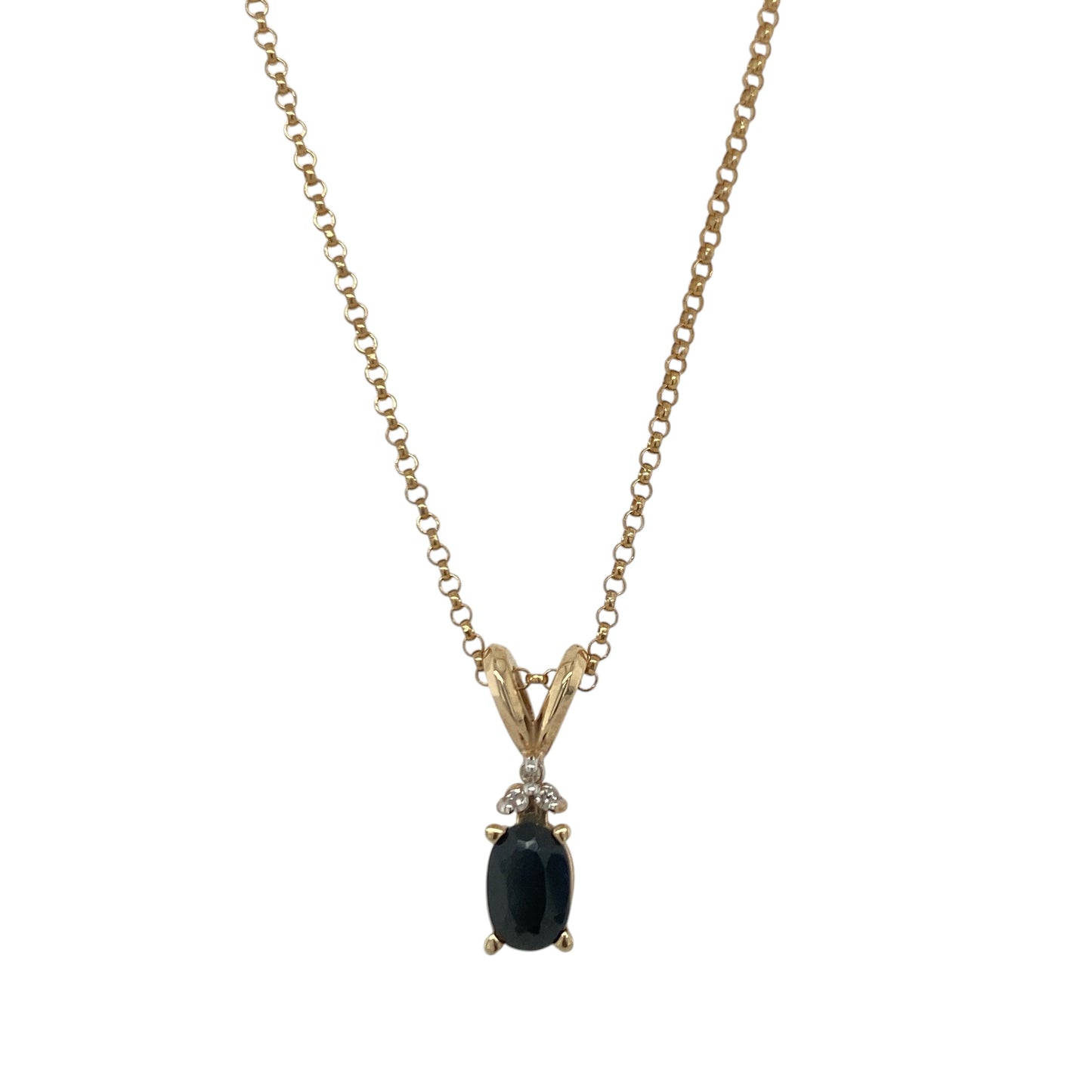 9ct Gold Diamond & Sapphire 16" Necklace