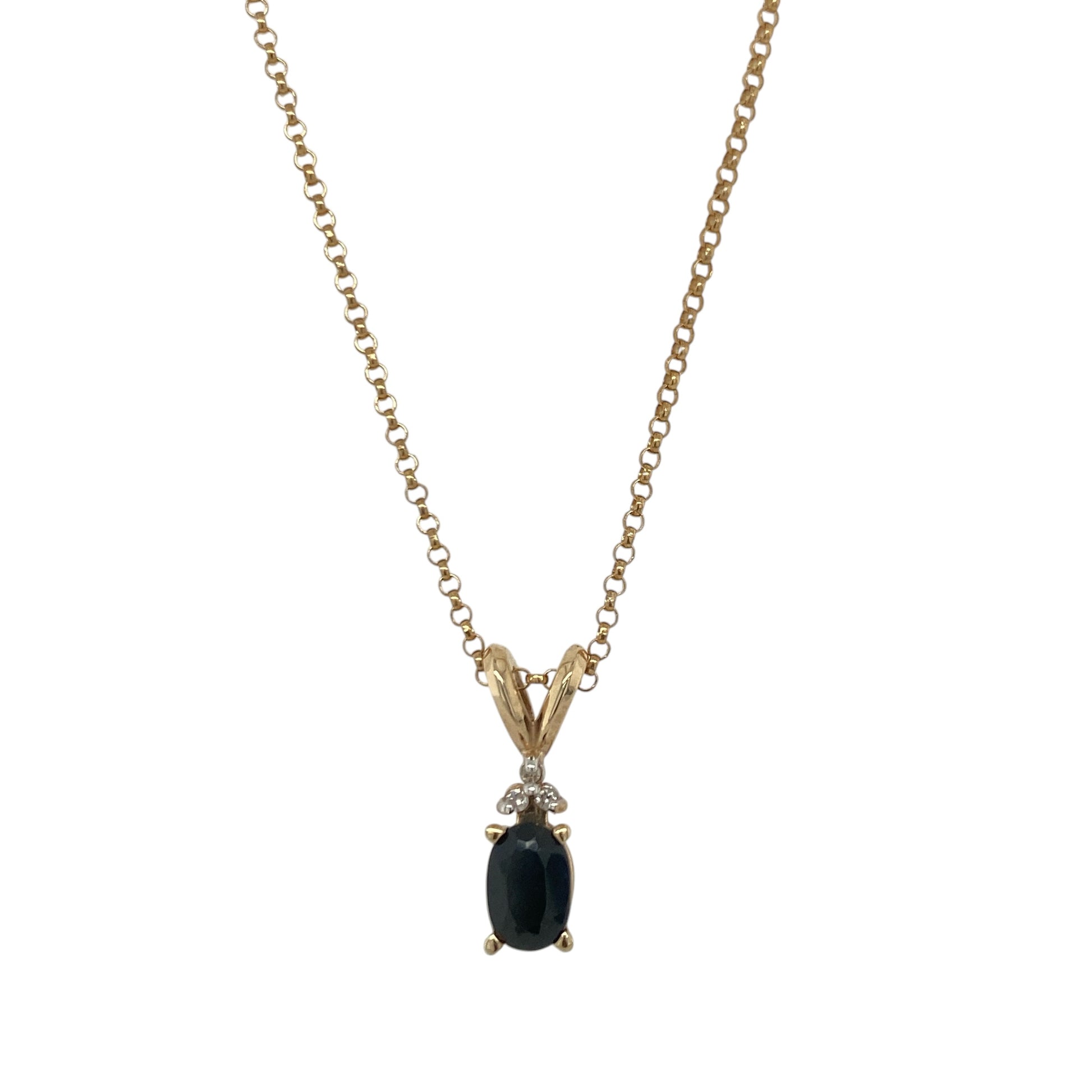 9ct Gold Diamond & Sapphire 16" Necklace