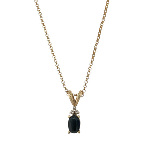 9ct Gold Diamond & Sapphire 16" Necklace
