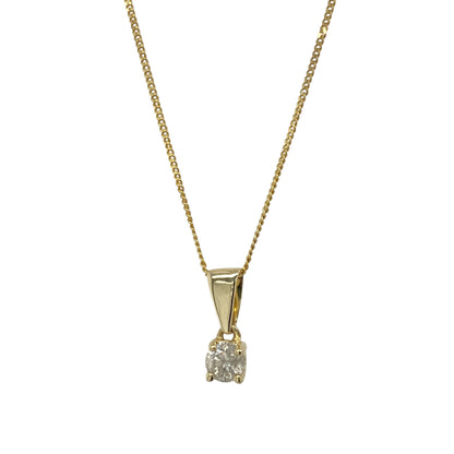 18ct Gold & Diamond Solitaire 18" Necklace