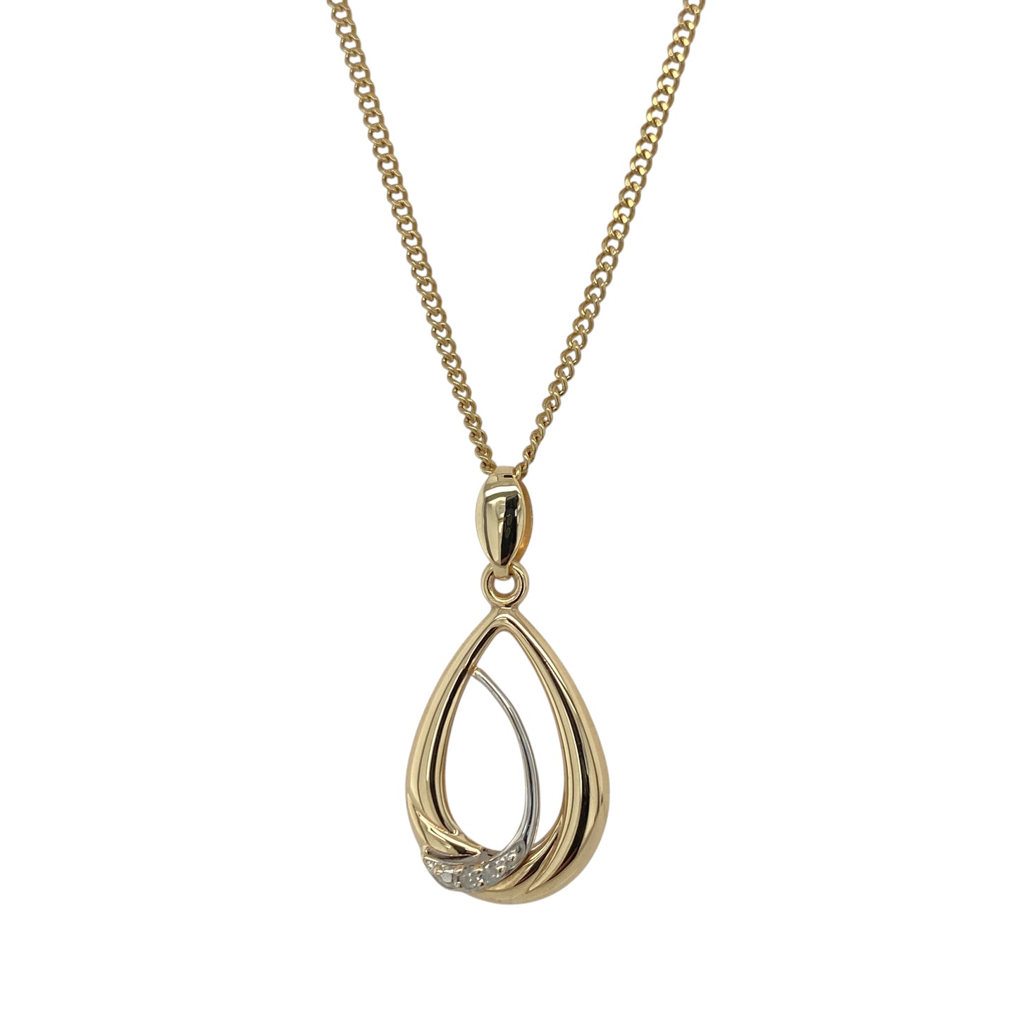 9ct Gold & Diamond Teardrop 20" Necklace