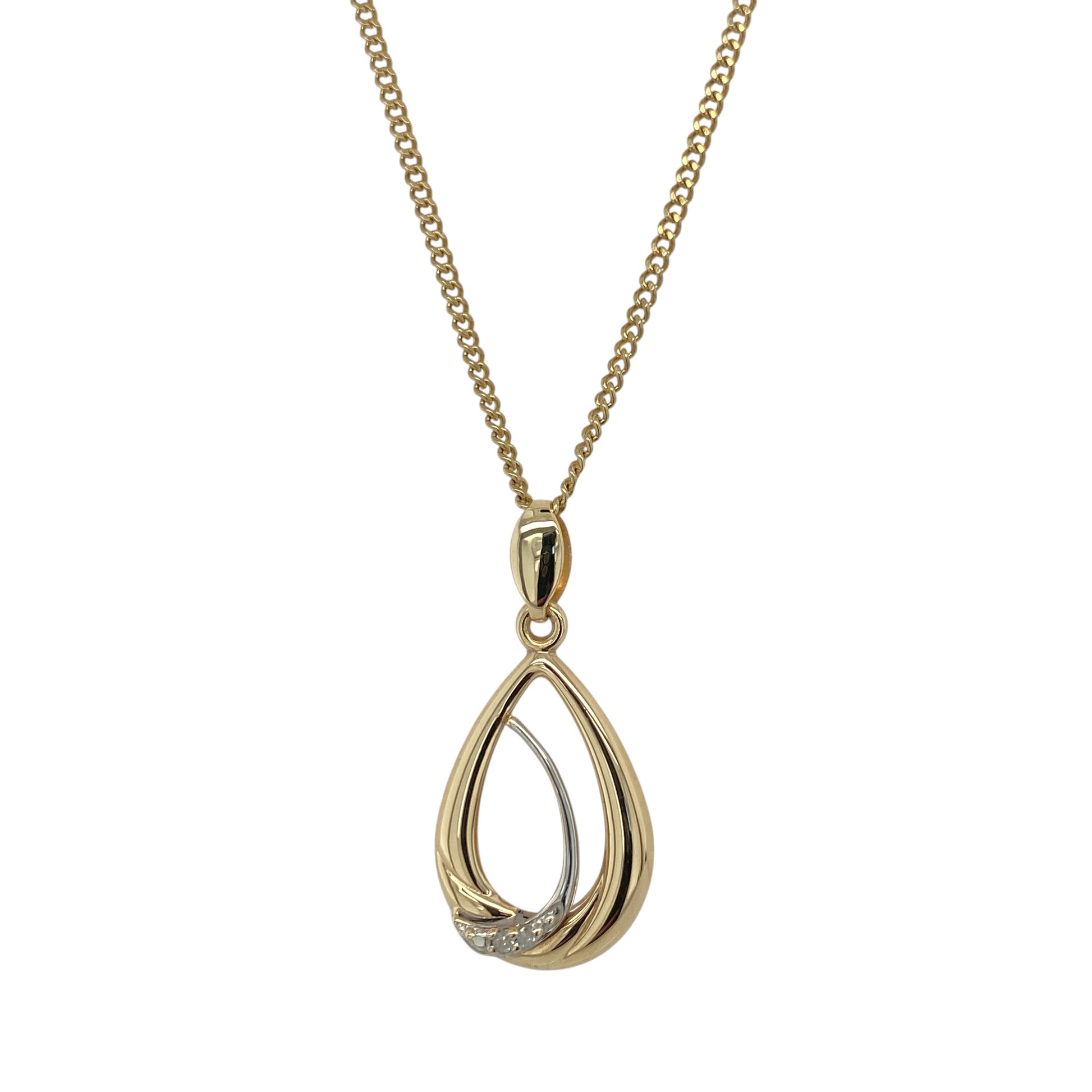 9ct Gold & Diamond Teardrop 20" Necklace