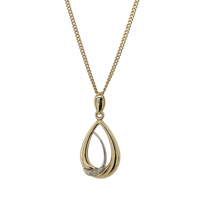 9ct Gold & Diamond Teardrop 20" Necklace