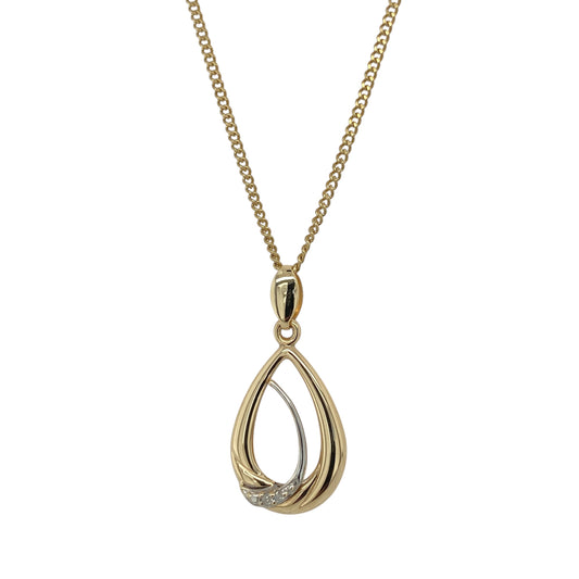 9ct Gold & Diamond Teardrop 20" Necklace