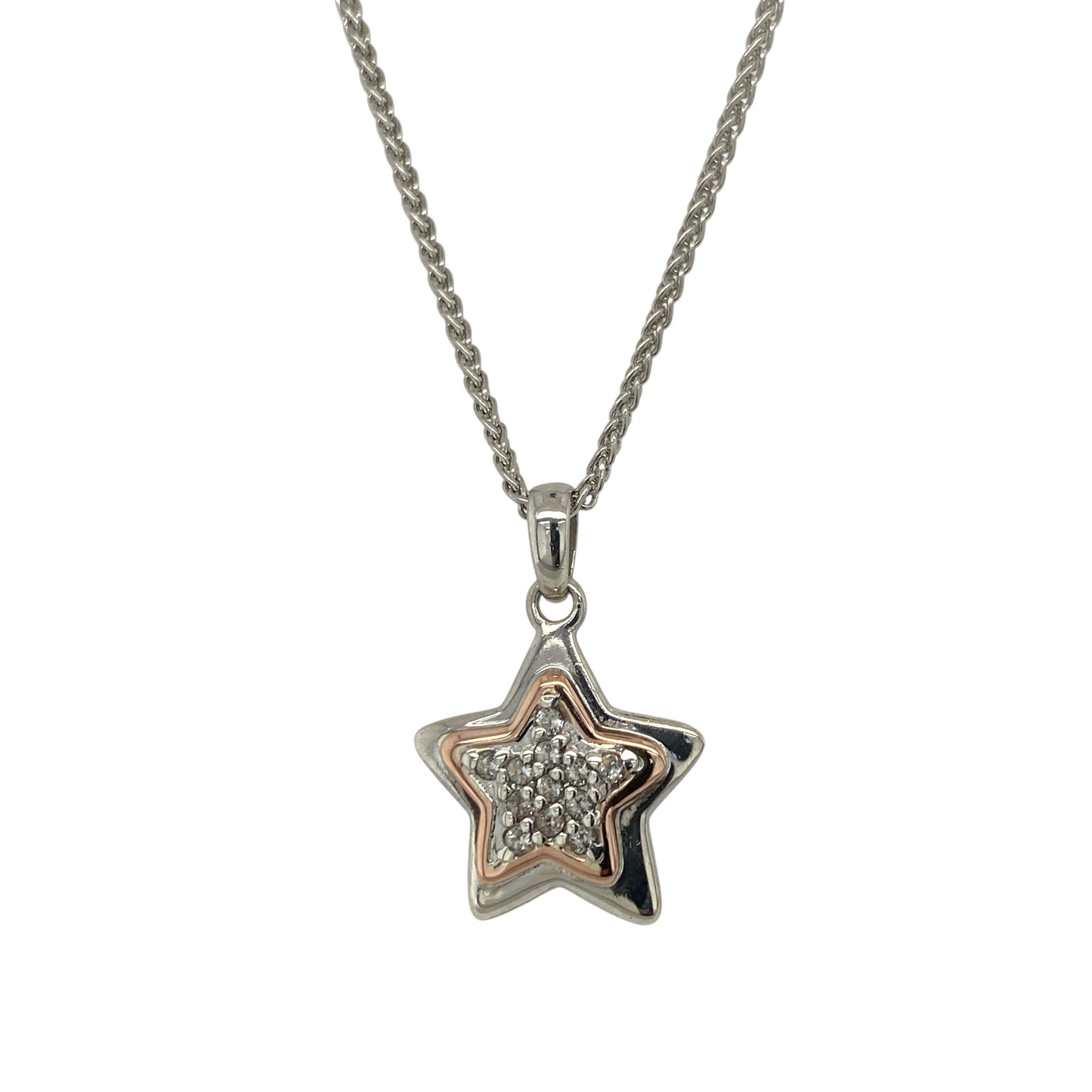 925 Silver & White Topaz Clogau Star 16" Necklace