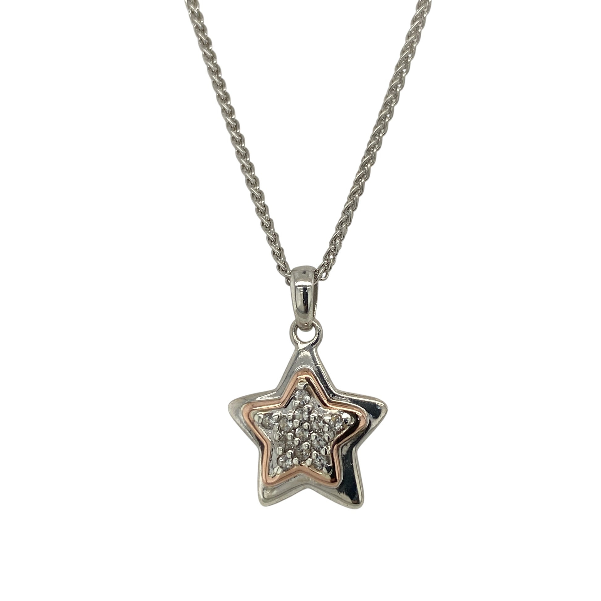 925 Silver & White Topaz Clogau Star 16" Necklace
