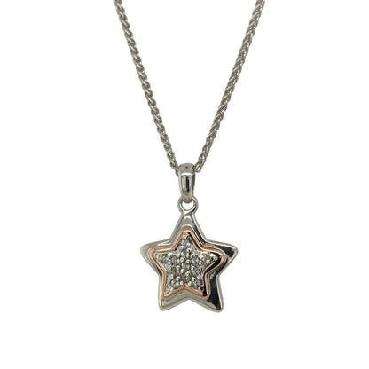 925 Silver & White Topaz Clogau Star 16" Necklace
