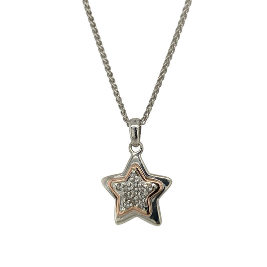 925 Silver & White Topaz Clogau Star 16" Necklace