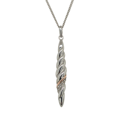 925 Silver & White Topaz Clogau Lovers Twist 18" - 22" Necklace