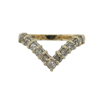 9ct Gold & Cubic Zirconia Wishbone Ring