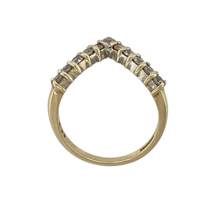 9ct Gold & Cubic Zirconia Wishbone Ring