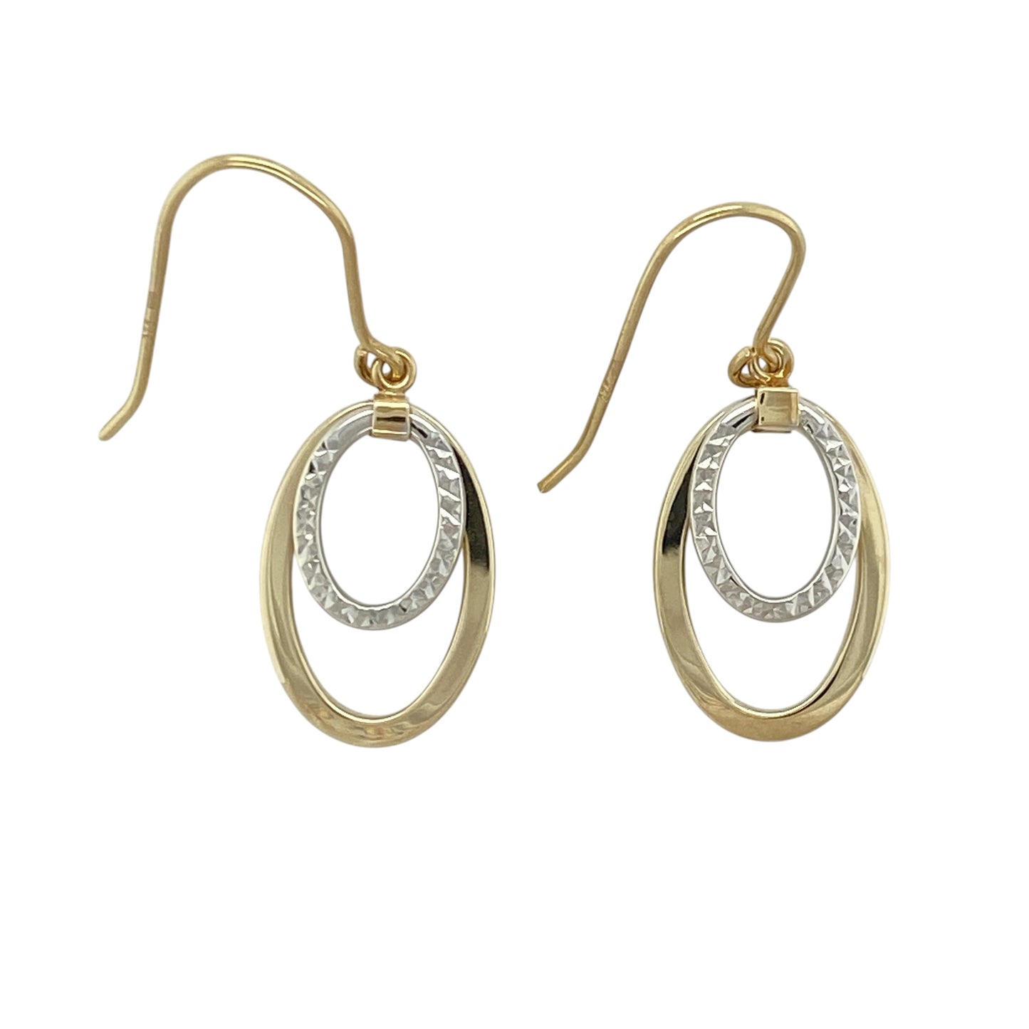 9ct Gold Double Oval Drop Earrings