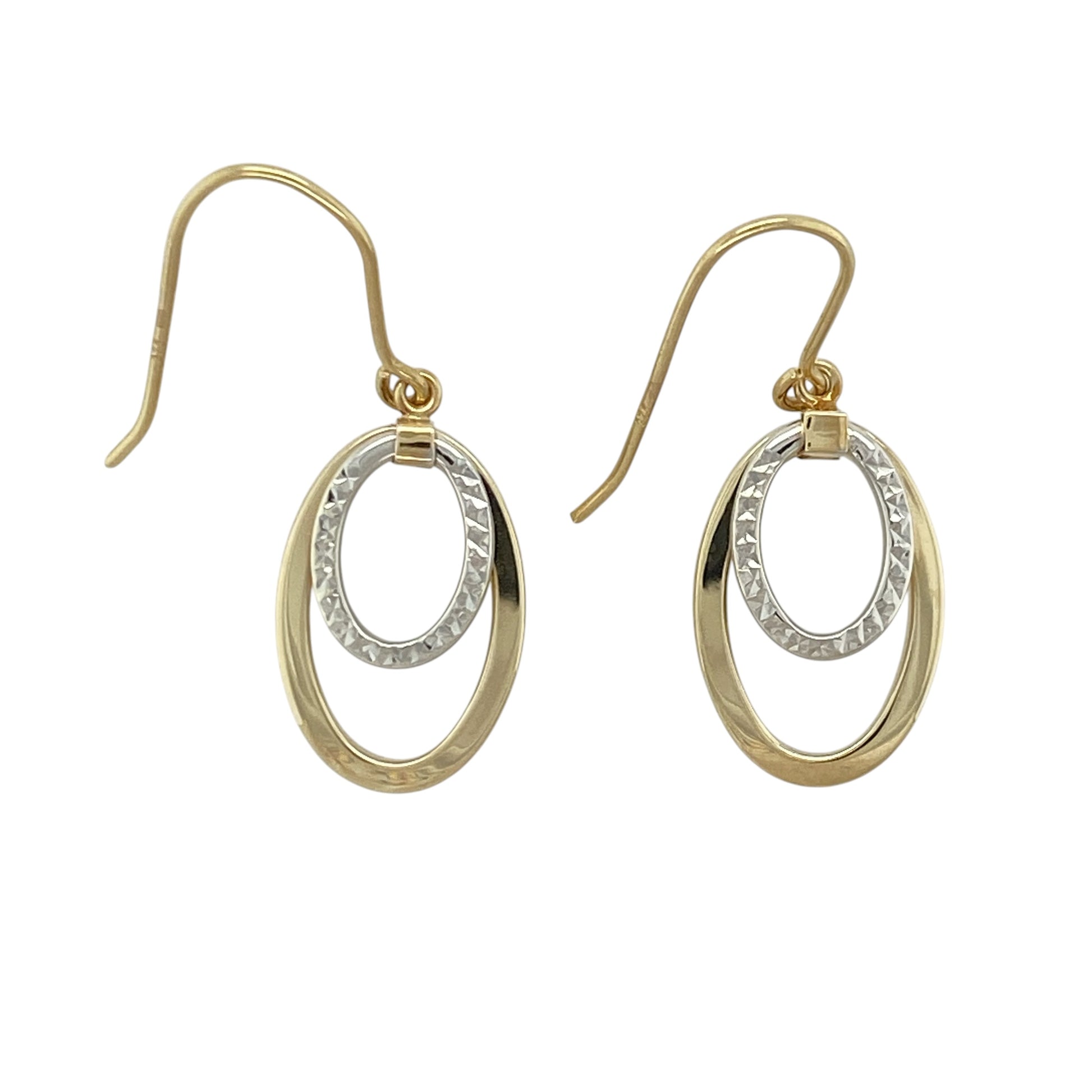 9ct Gold Double Oval Drop Earrings