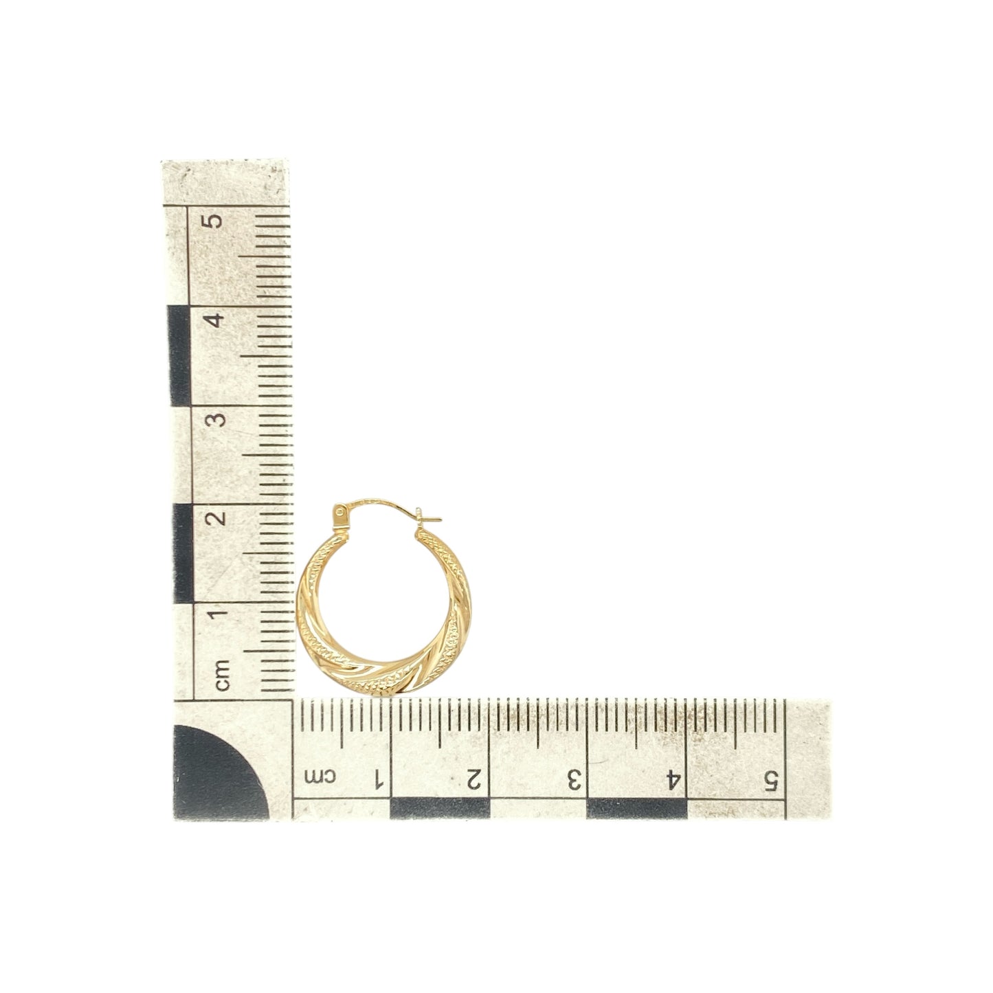 9ct Gold Patterned Twisted Hoop Creole Earrings