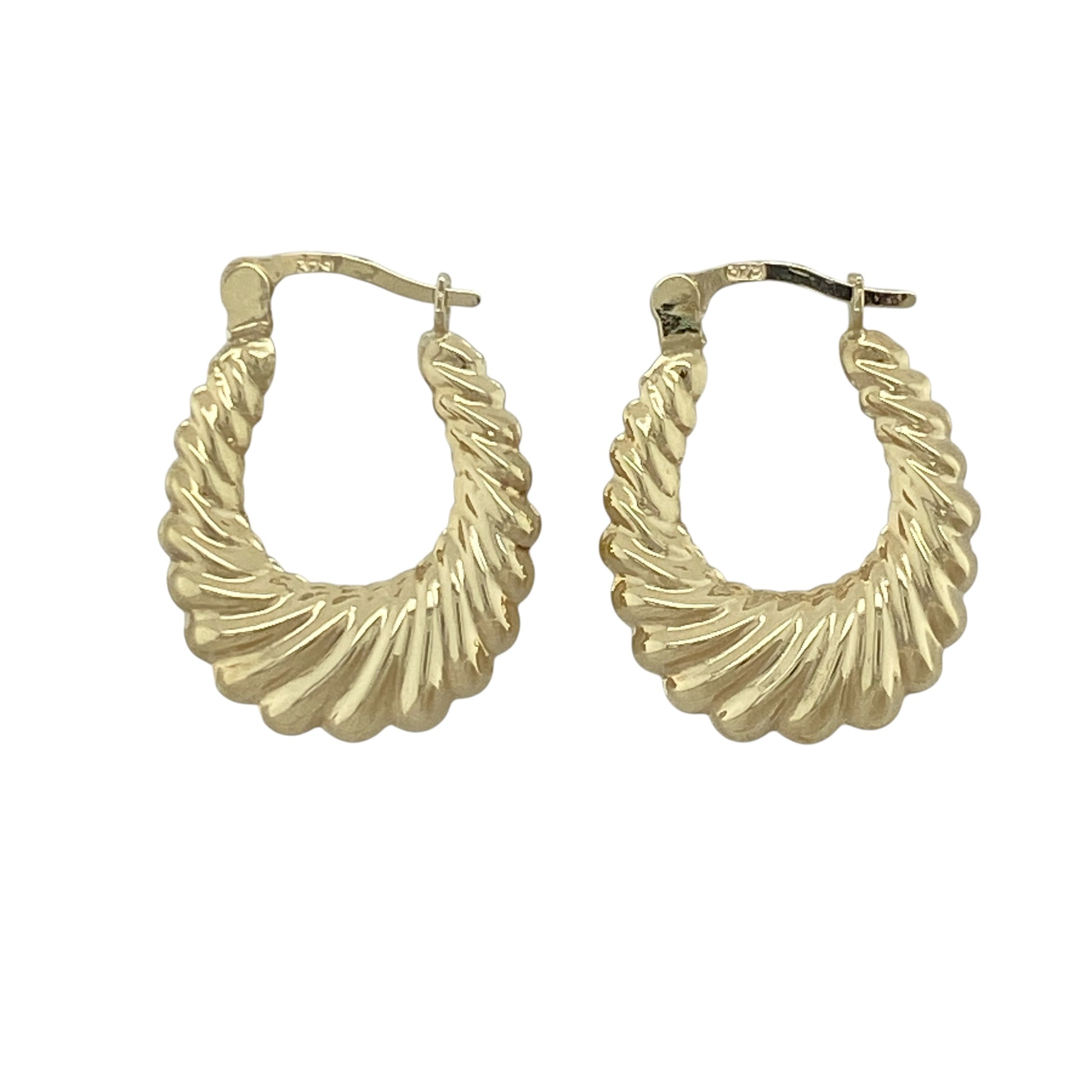 9ct Gold Twisted Oval Creole Earrings