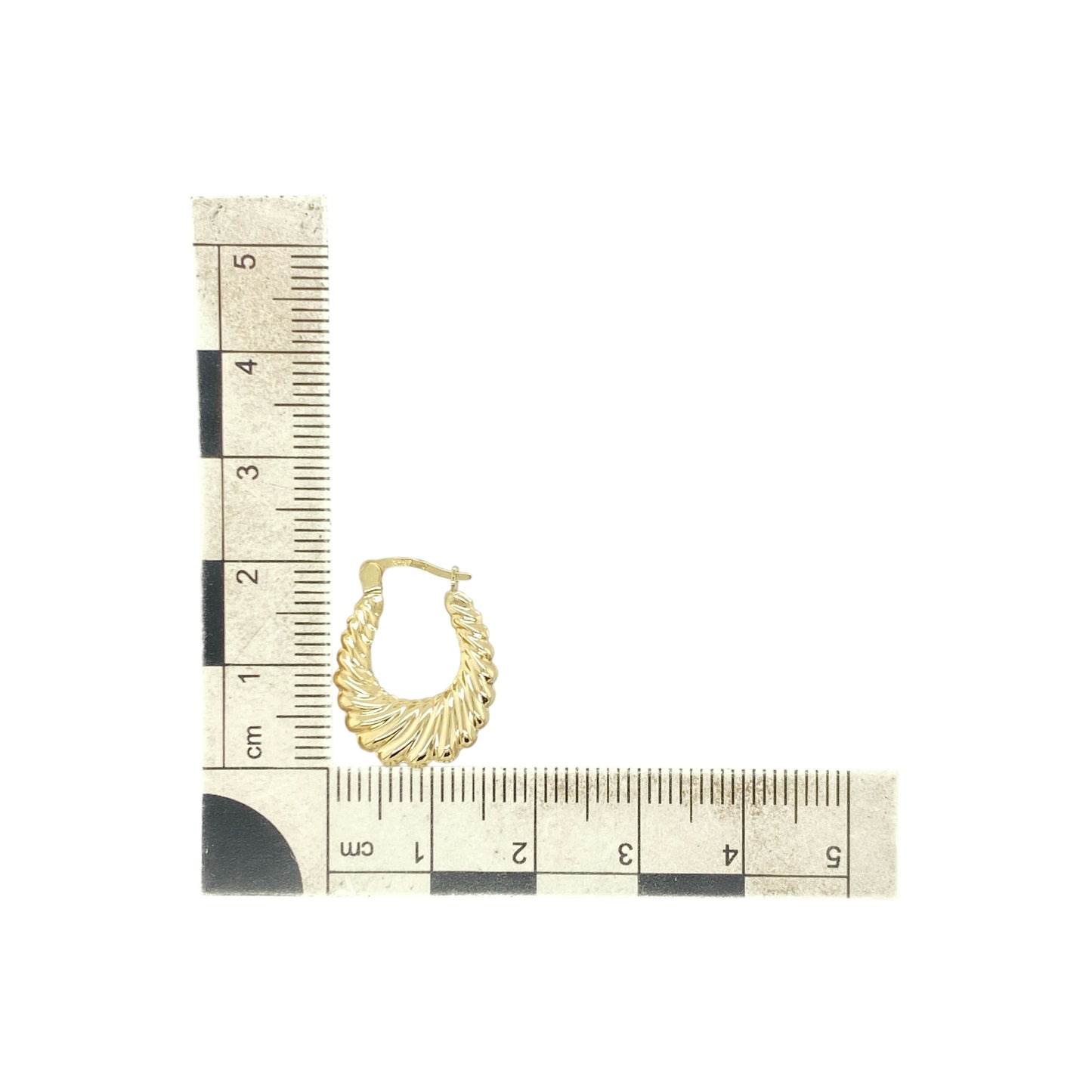 9ct Gold Twisted Oval Creole Earrings