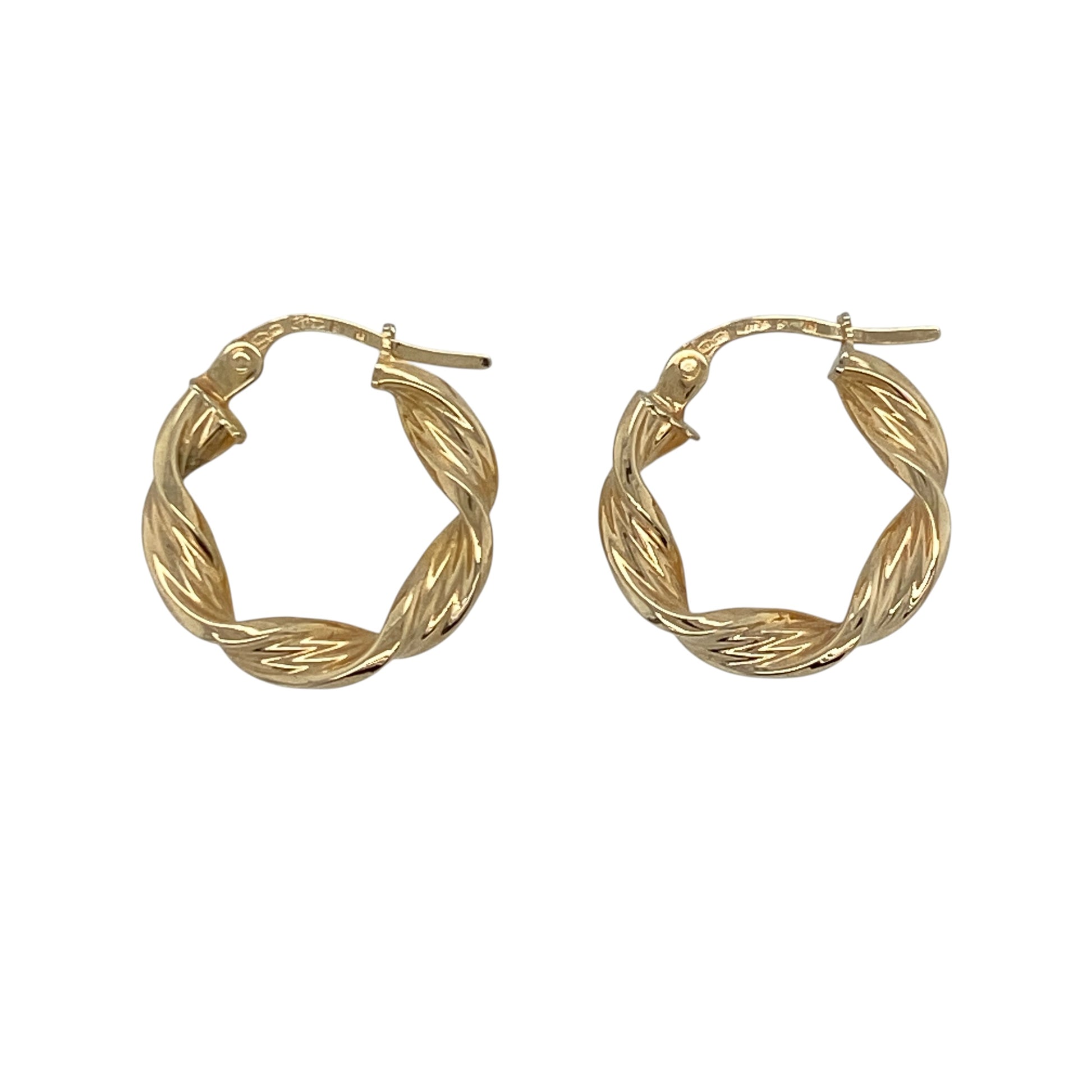 9ct Gold Twisted Hoop Creole Earrings