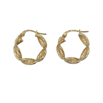 9ct Gold Twisted Hoop Creole Earrings